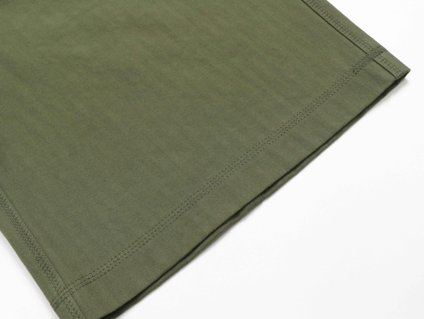 OLIVE GREEN 'HERRINGBONE' SHORTS