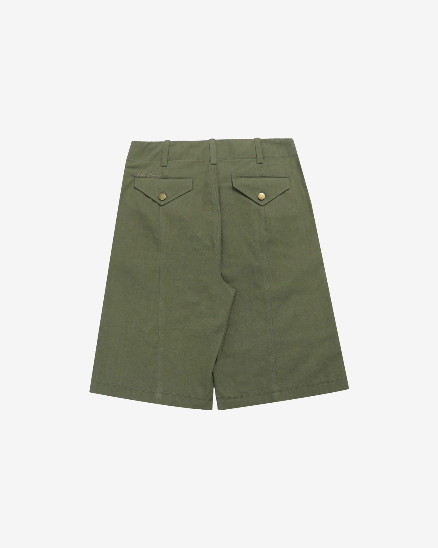 OLIVE GREEN 'HERRINGBONE' SHORTS