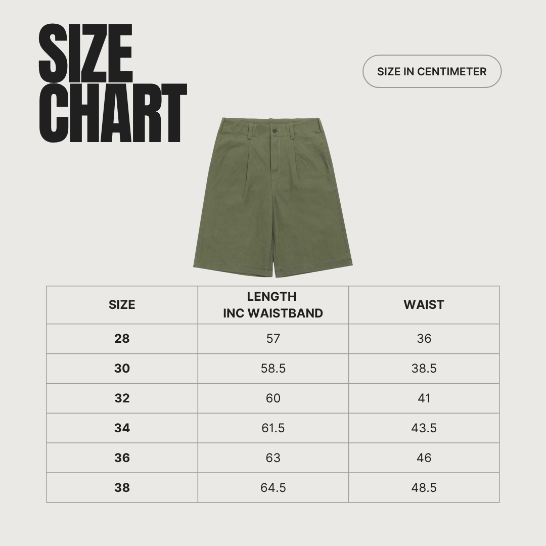 OLIVE GREEN 'HERRINGBONE' SHORTS
