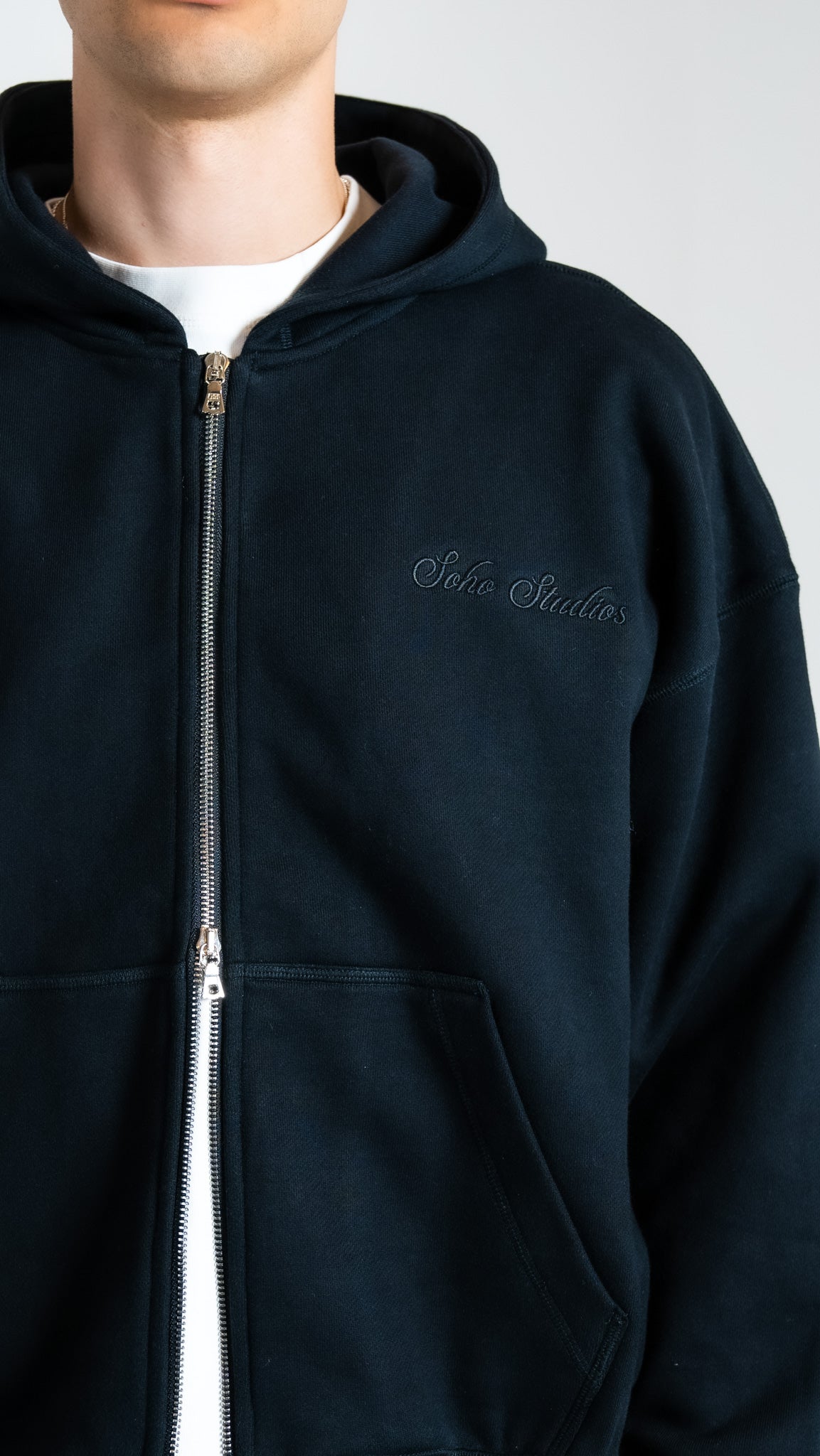 BLACK 'SIGNATURE' ZIPPED HOODIE