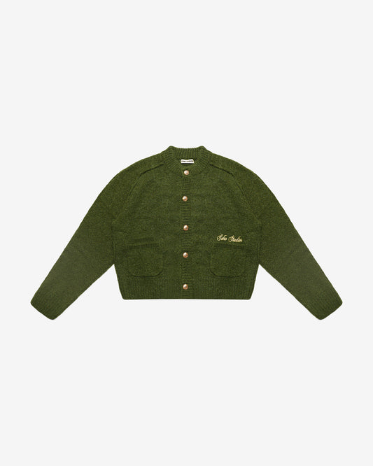 OLIVE GREEN ALPACA CARDIGAN