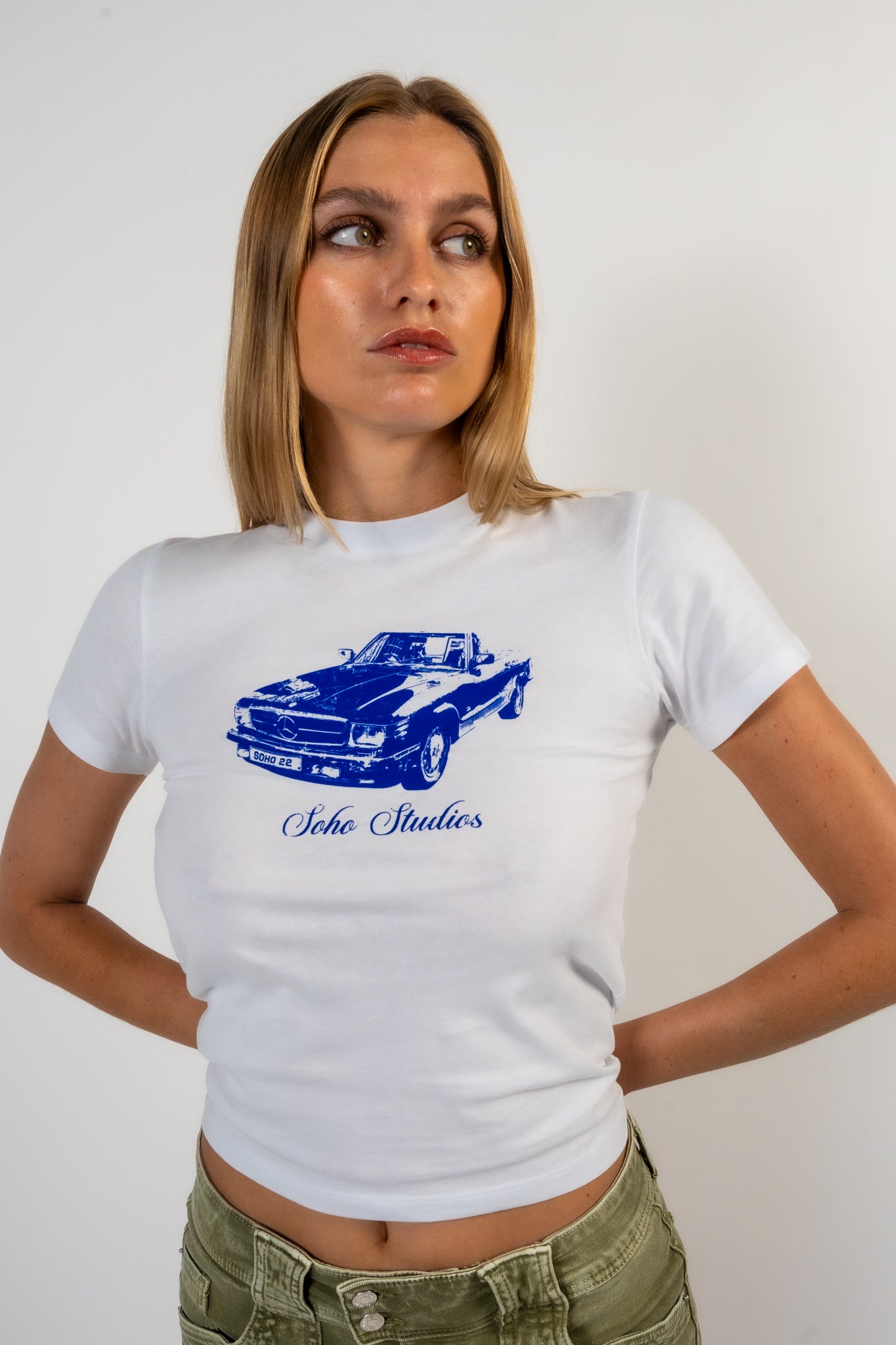 Women Wearing Baby 'Benz' Tee with a white background 