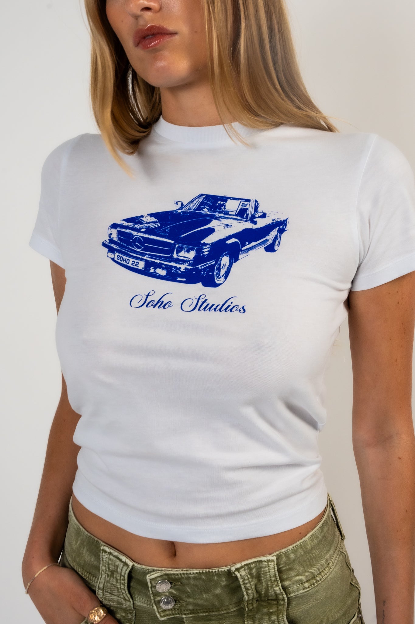 Women Wearing Baby 'Benz' Tee with a white background 