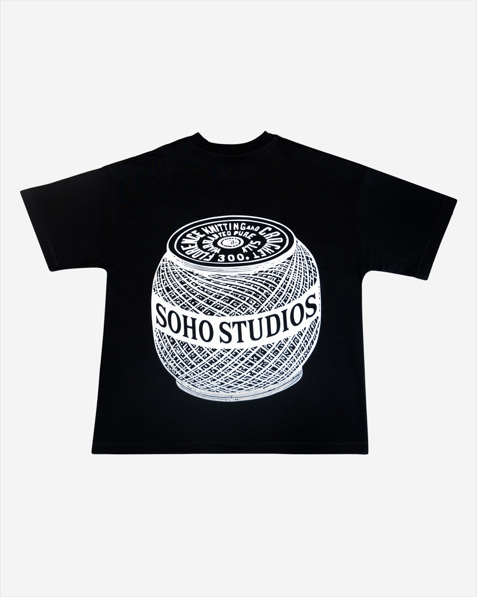 Soho Studios BLACK 'SPOOL' T-SHIRT with a plain white background