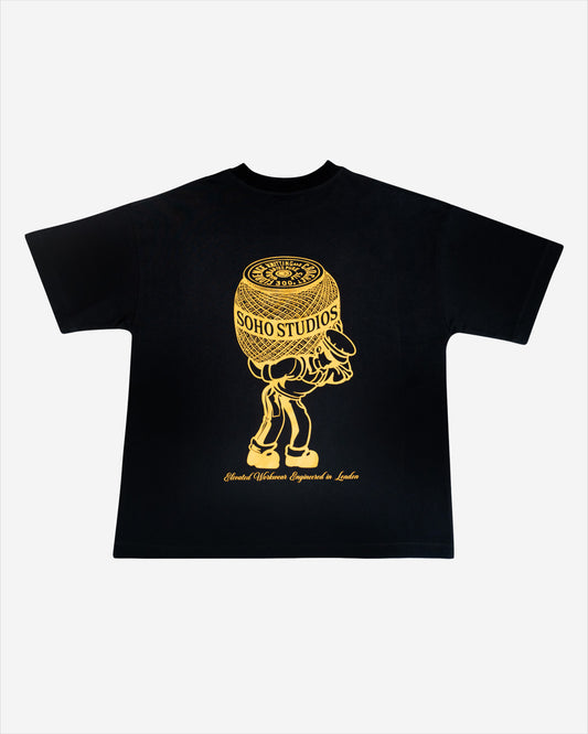BLACK 'ATLAS MASCOT' T-SHIRT