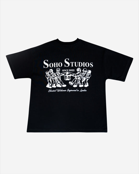 BLACK 'GRAFTER' T-SHIRT