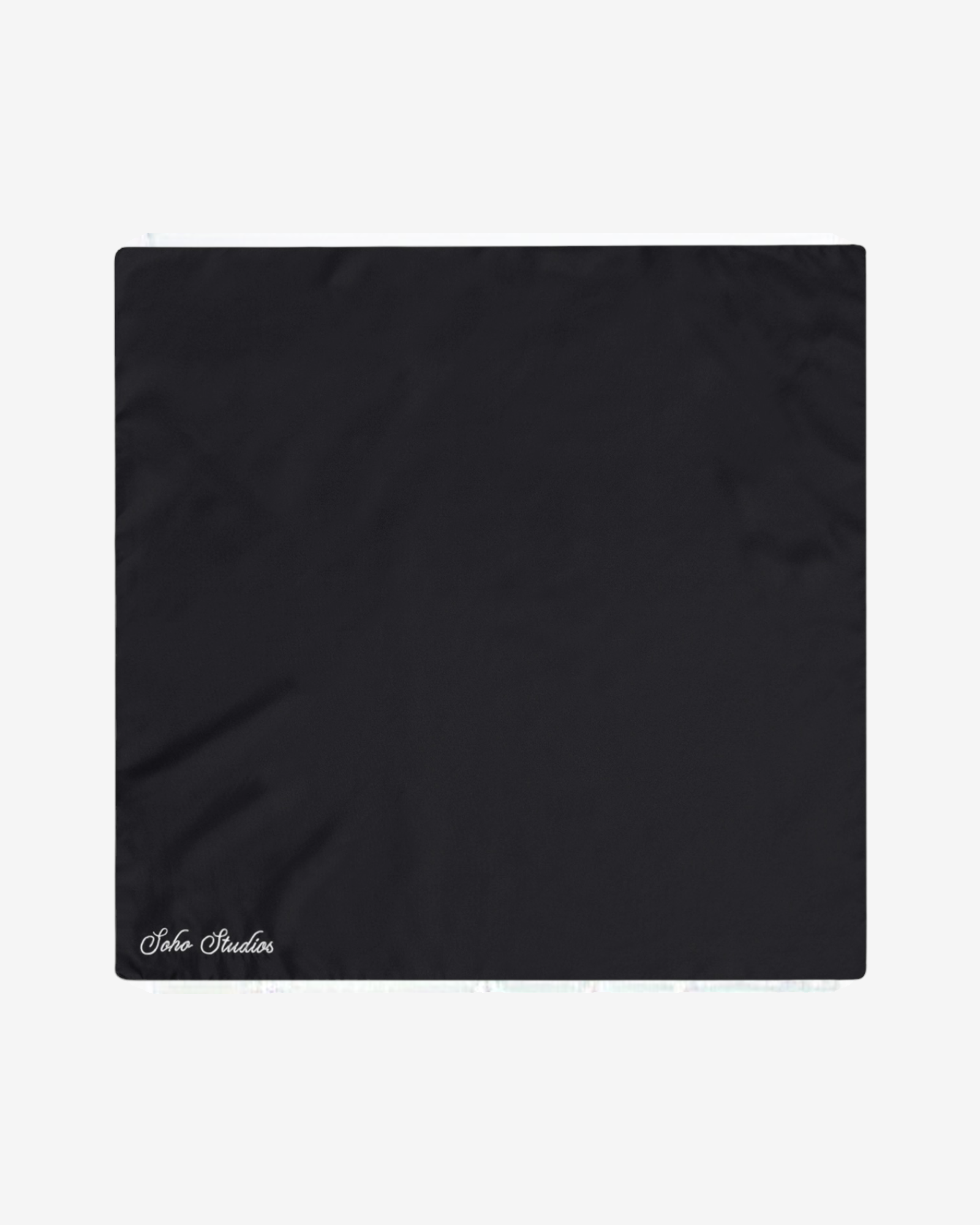 A black silk necktie with a subtle pattern, displayed against a white background. The necktie features a chainlock hem and a signature embroidery logo on the lower right corner.