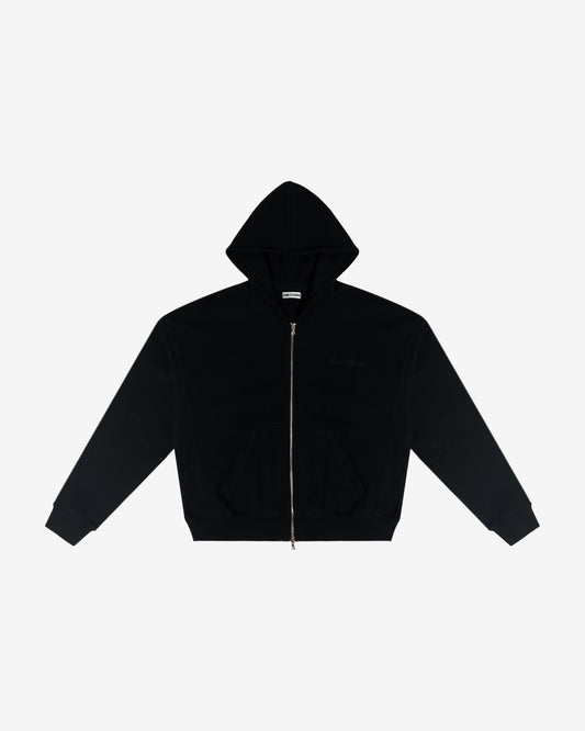 BLACK 'SIGNATURE' ZIPPED HOODIE