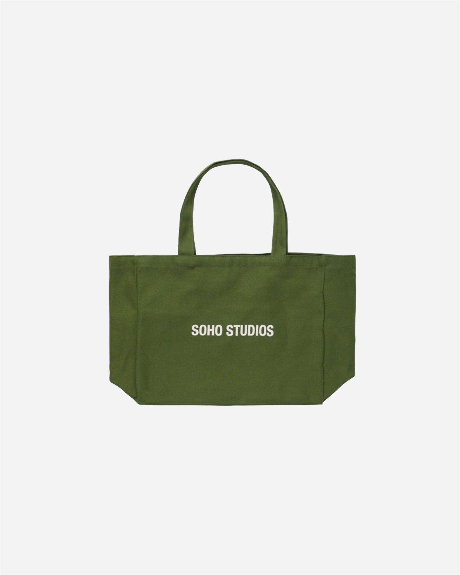 OLIVE GREEN tote bag with 'SOHO STUDIOS' printed in black on the front.